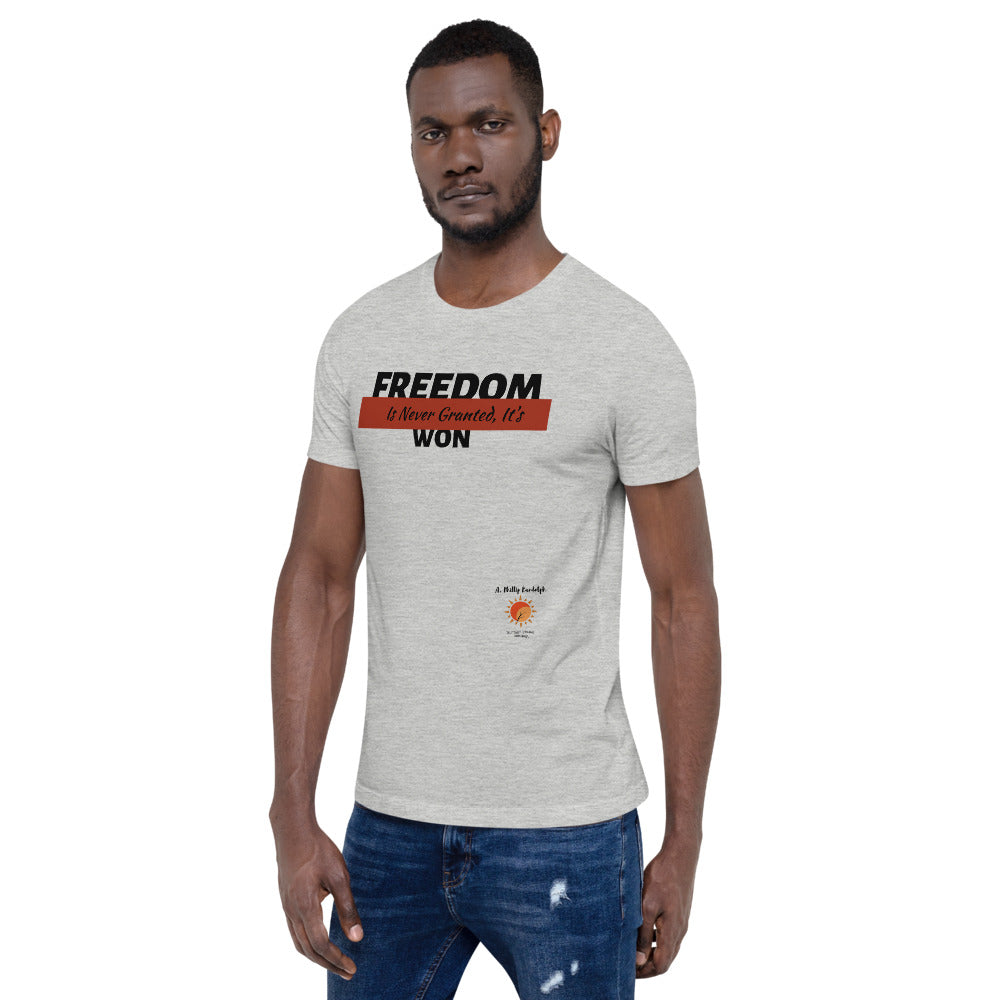 Freedom is Never Granted In White, Gray and Olive Short-Sleeve Unisex T-Shirt