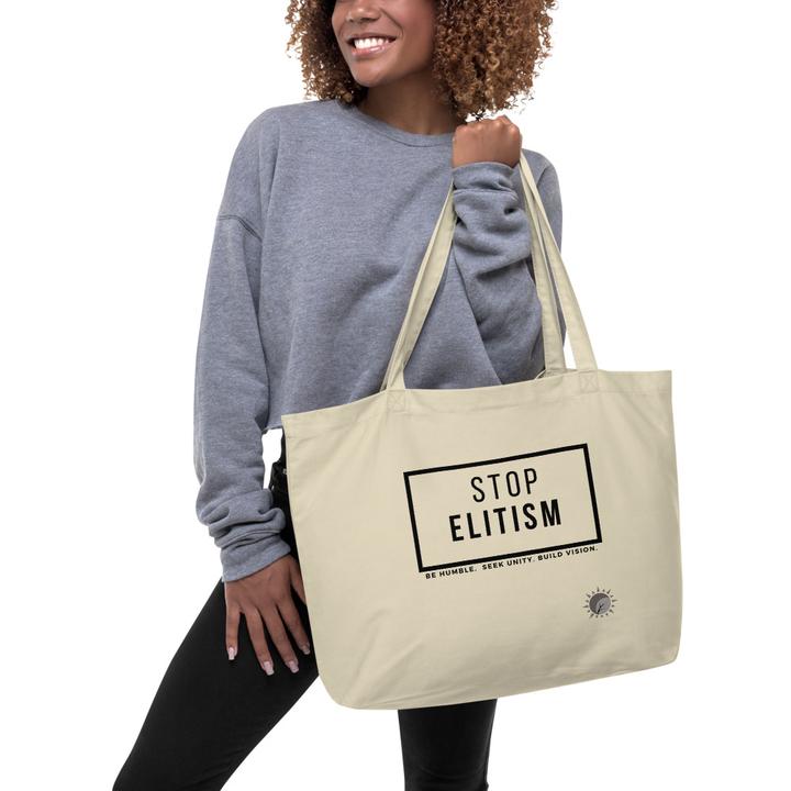 Stop Elitism Canvas Shopping Bag in Natural