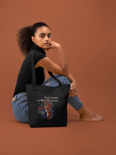 Black Women Birthed This | Large organic tote bag